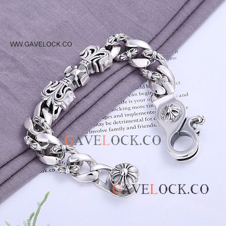 Euro Punk Crosses Bracelet Stainless Steel Silver